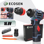 Brushless 16.8V Wireless Screw Drill with 2 Batteries, Complete Kit for DIY and Works