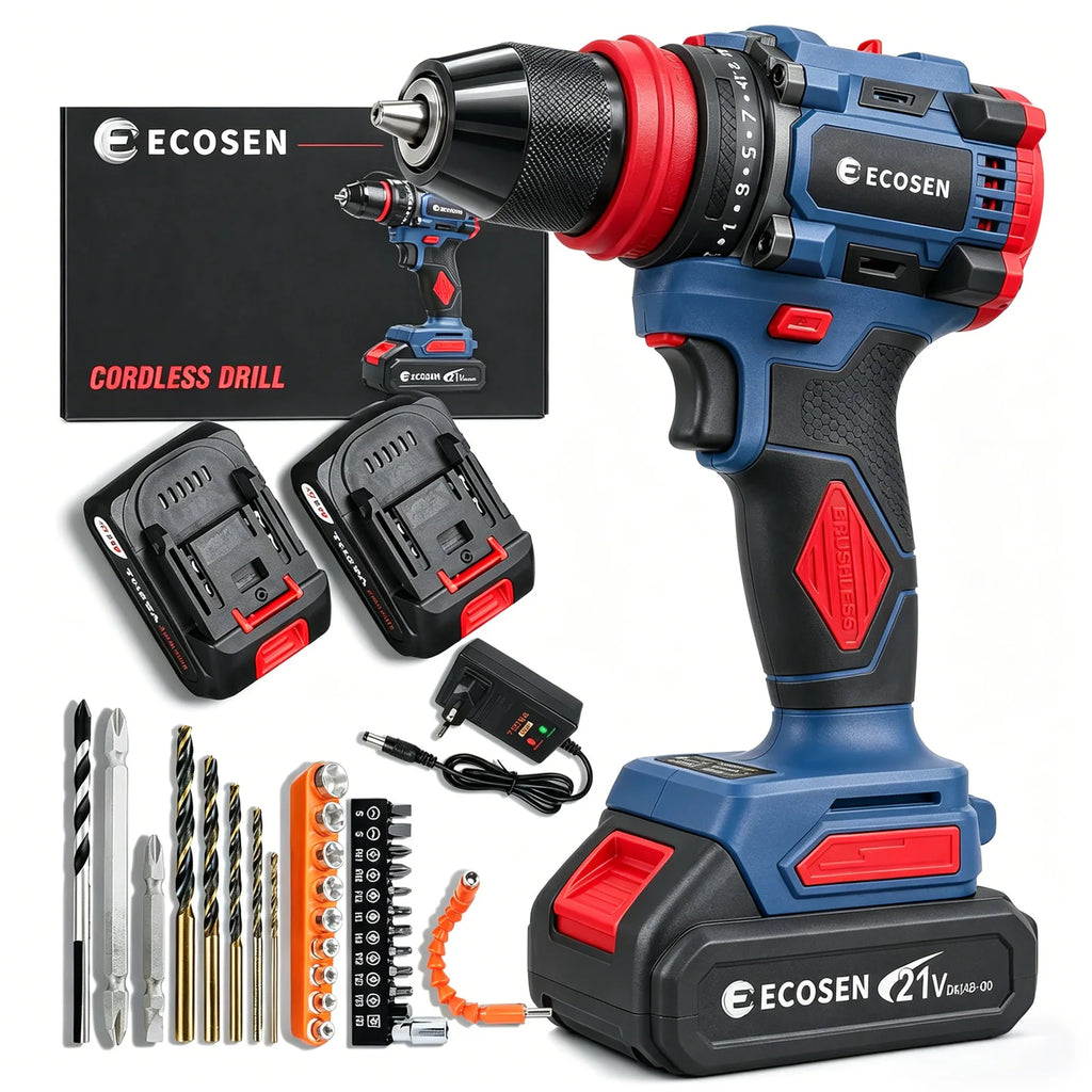 Brushless 16.8V Wireless Screw Drill with 2 Batteries, Complete Kit for DIY and Works