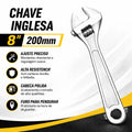 8 Inch 200mm Professional Crv 8 Inch Adjustable Wrench