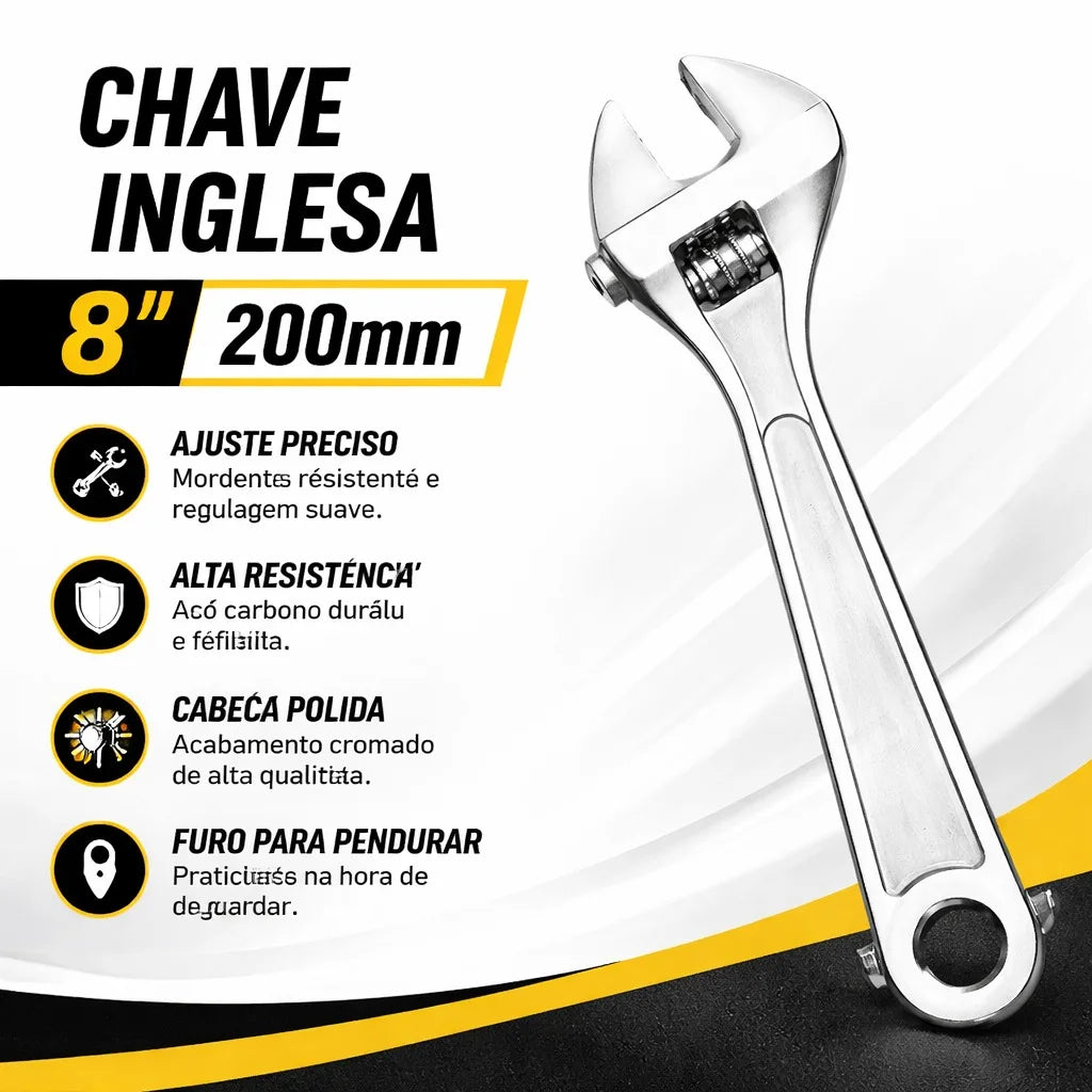 8 Inch 200mm Professional Crv 8 Inch Adjustable Wrench