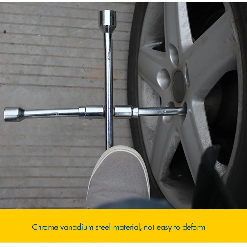 Car Repair Wheel Nut Socket Folding Cross Wrench Spanner Hand Tool Car Repair Tyre Remover Mounting 17 19 21 23mm Hex Socket