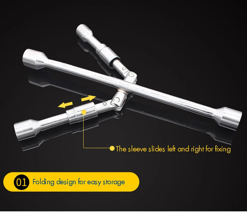 Car Repair Wheel Nut Socket Folding Cross Wrench Spanner Hand Tool Car Repair Tyre Remover Mounting 17 19 21 23mm Hex Socket