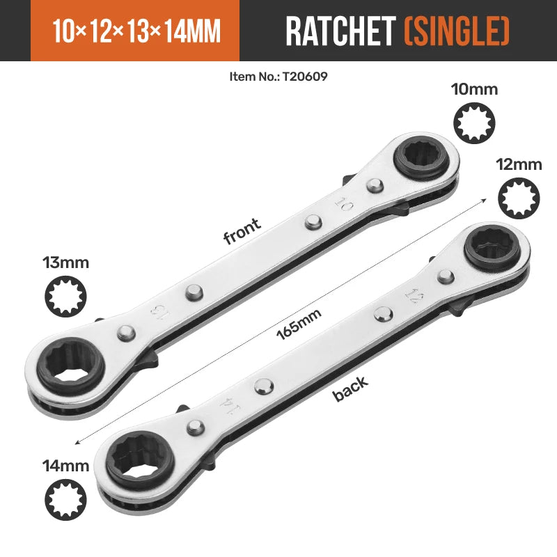 Hi-Spec  4-in-1 Ratchet Wrench 4 Head Sizes Adjustable Socket Wrench Flexible Telescopic Wrench Spanner Hand Tools Wrenches