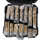 50Pcs Titanium Coated High Speed Steel Drill Bit Set Hex Shaft Straight Spiral Twist Bits for Metal Wood Plastic Drilling