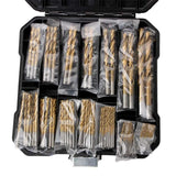 50Pcs Titanium Coated High Speed Steel Drill Bit Set Hex Shaft Straight Spiral Twist Bits for Metal Wood Plastic Drilling
