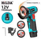 HILDA 12v Mini Angle Grinder Car Repair Brush Motor Rechargeable For Cutting Diamond Cordless Power Tool Polishing And Grinding