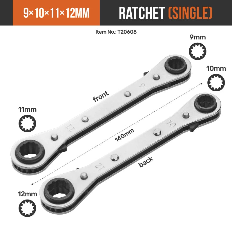 Hi-Spec  4-in-1 Ratchet Wrench 4 Head Sizes Adjustable Socket Wrench Flexible Telescopic Wrench Spanner Hand Tools Wrenches