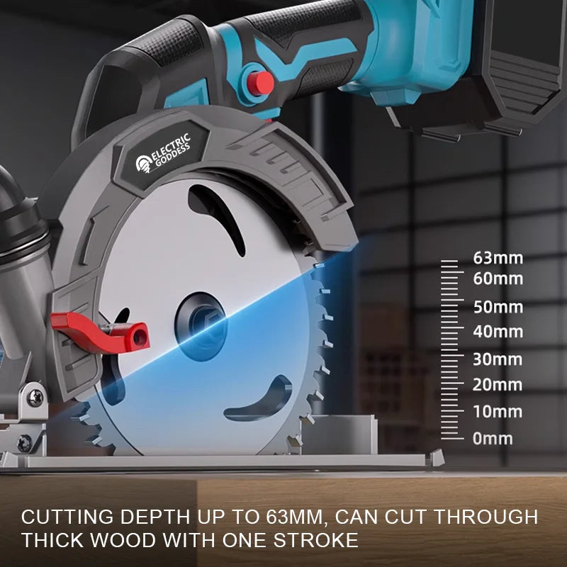 Electric Goddess 6.5in Brushless Electric Circular Saw Cordless 10000rpm Handheld Woodwork Cutting For Makita 18V Battery ﻿﻿Pin