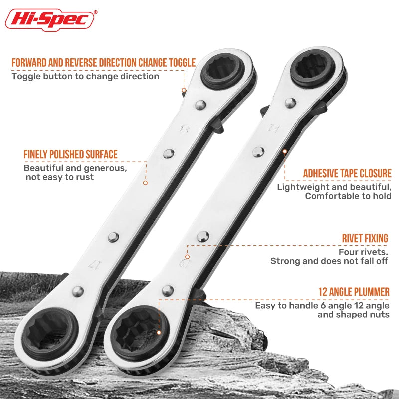 Hi-Spec  4-in-1 Ratchet Wrench 4 Head Sizes Adjustable Socket Wrench Flexible Telescopic Wrench Spanner Hand Tools Wrenches