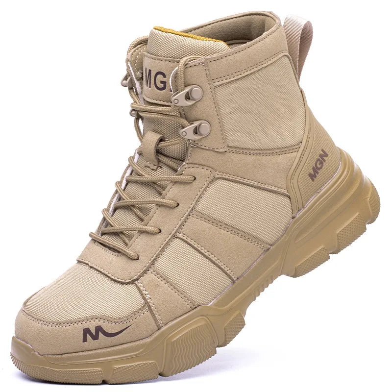 Mens Safety Shoes With Steel Toe Waterproof Boots Puncture Proof Anti-smash Mens Outdoor Work Sneakers Construction Work Shoes