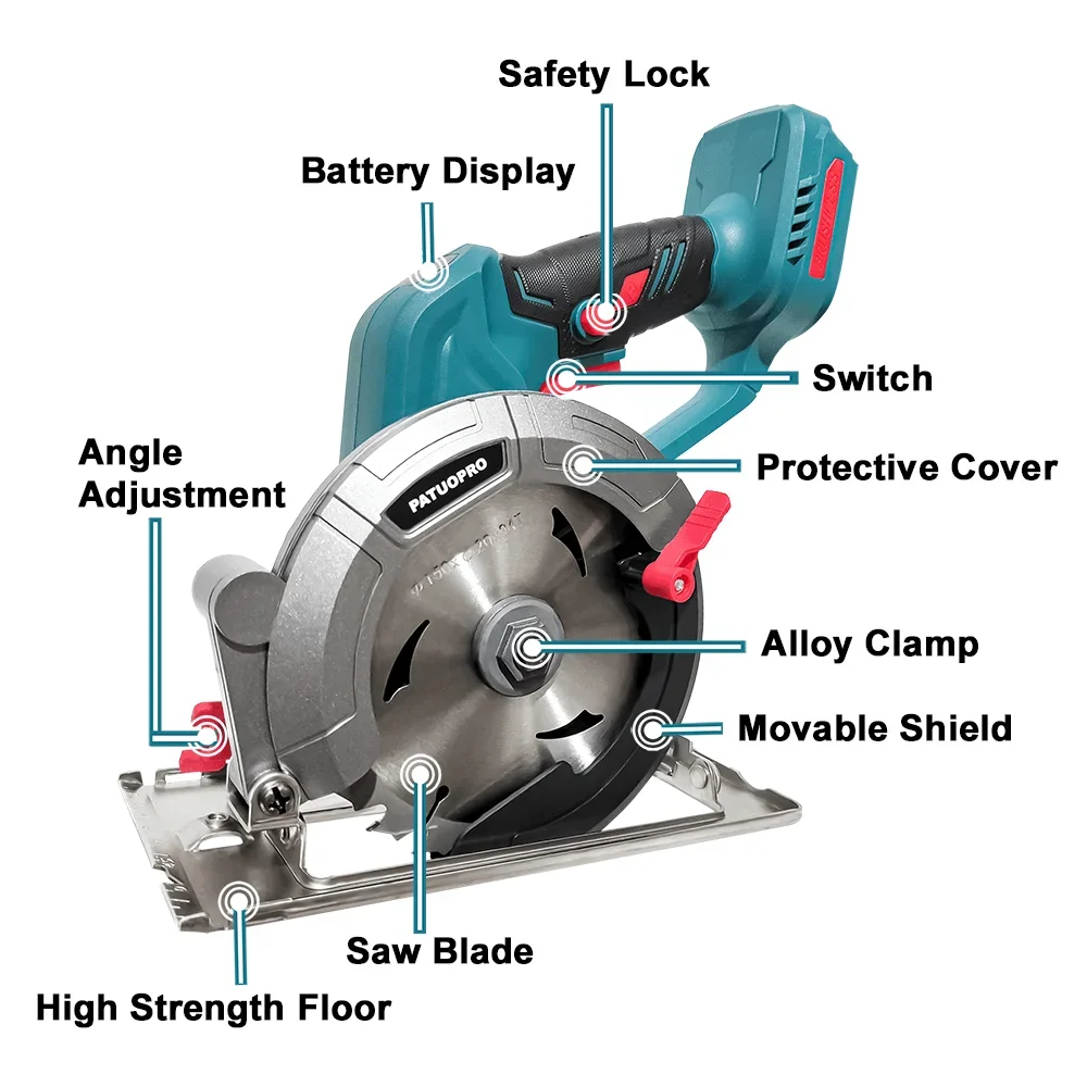 150mm Brushless Electric Circular Saw 6Inch Cordless Handheld Adjustable Electric Saw Wood Cutter Machine For Makita 18V Battery