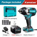 Kamolee 1800 N.m High Torque Cordless Impact Wrench 18V-21V 1/2 Inch Battery Rechargeable Brushless Electric Wrench Tool Set