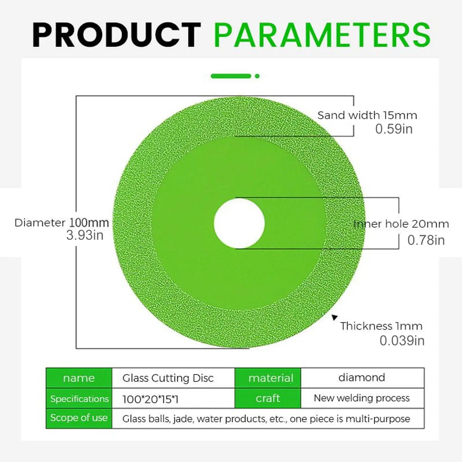 Glass Cutting Disc Diamond 100mm Marble Saw Ceramic Tile Jade Crystal Wine Bottles Grinding Chamfering Glass Cutting Tool 3/1pcs