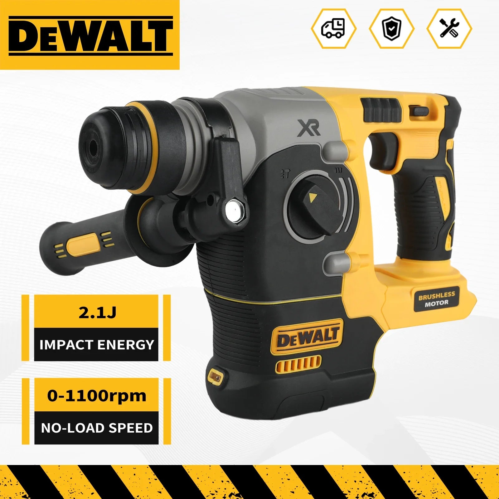 DEWALT 18V/20V MAX Brushless SDS-Plus Rotary Hammer Drill 1" L-Handle 3-Speed Woodworking Impact Drill (Tool Only)