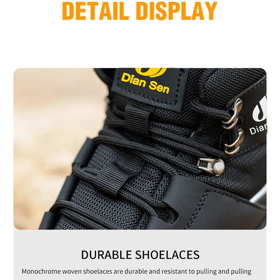 Mens Safety Shoes With Steel Toe Waterproof Boots Puncture Proof Anti-smash Mens Outdoor Work Sneakers Construction Work Shoes