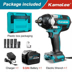 Kamolee 1800 N.m High Torque Cordless Impact Wrench 18V-21V 1/2 Inch Battery Rechargeable Brushless Electric Wrench Tool Set