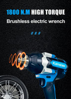 Kamolee 1800 N.m High Torque Cordless Impact Wrench 18V-21V 1/2 Inch Battery Rechargeable Brushless Electric Wrench Tool Set