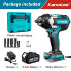 Kamolee 1800 N.m High Torque Cordless Impact Wrench 18V-21V 1/2 Inch Battery Rechargeable Brushless Electric Wrench Tool Set