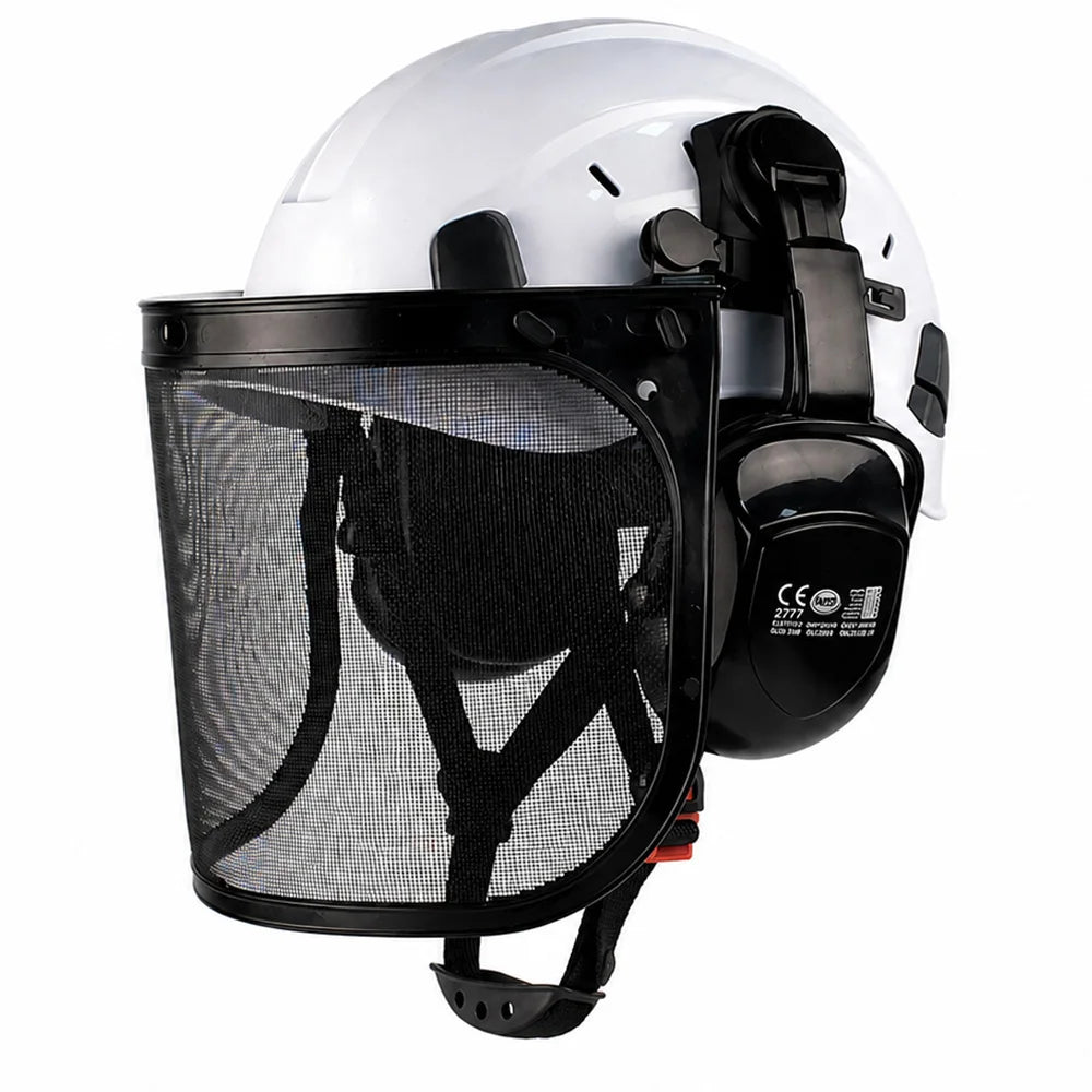 CE Forestry Safety Helmet 3 in 1 Chainsaw Hard Hat Mesh Face Shield Ear Muffs for Arborist Logging Gardening Work Protective Cap