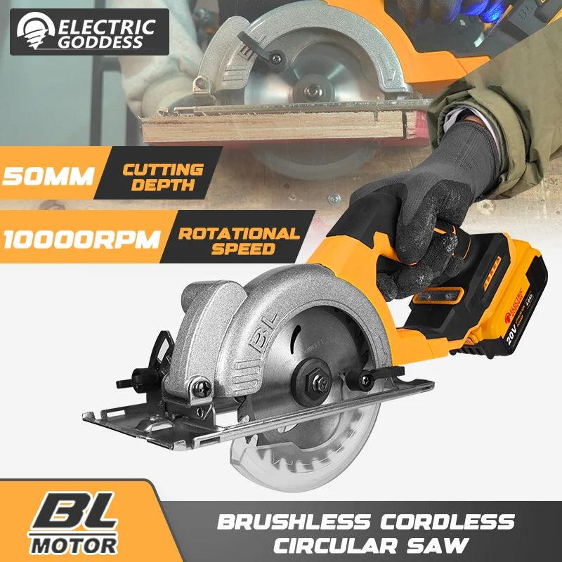 Electric Goddess 5in Brushless Electric Circular Saw ﻿For Dewalt 20V Battery ﻿Cordless 1000W Handheld Woodwork Saw Power Tool ﻿