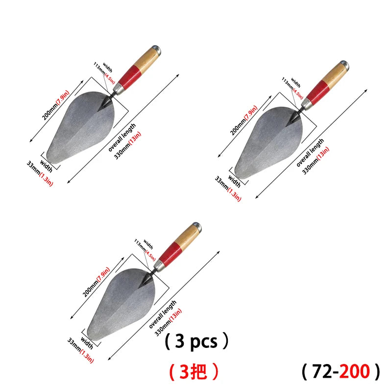 High Manganese Steel Plastering Trowel Pointed Bricklaying Putty Round Wooden Handle Trowel Wall Brick Trowel Tail Ash Spoon