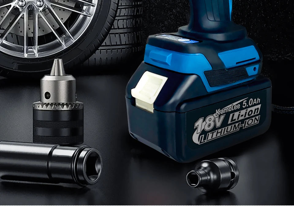 Kamolee 1800 N.m High Torque Cordless Impact Wrench 18V-21V 1/2 Inch Battery Rechargeable Brushless Electric Wrench Tool Set