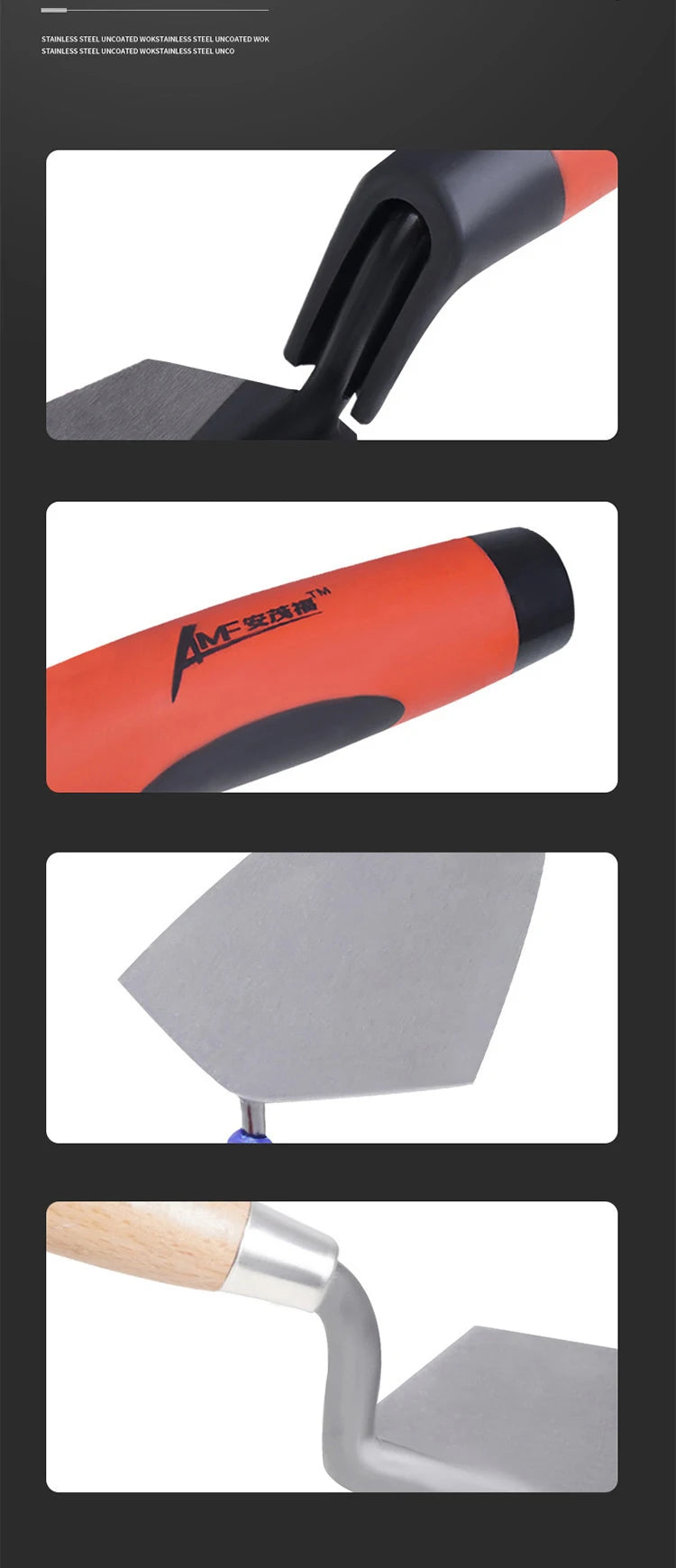5/6/10/11/12 Inch Putty Knife Brick Trowel Laying Carbon Steel Blade Pointing Plaster Tool Carbon Steel