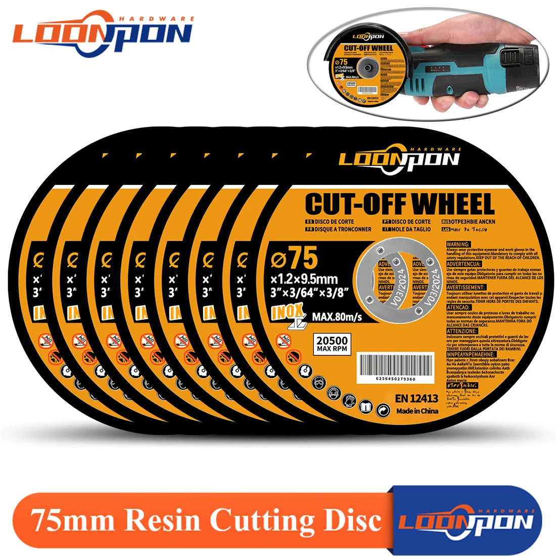 5-50PC 75mm Resin Cutting Disc Grinding Metal Wheel Cut Off Blade for Angle Grinder Metal & Stainless Cutting