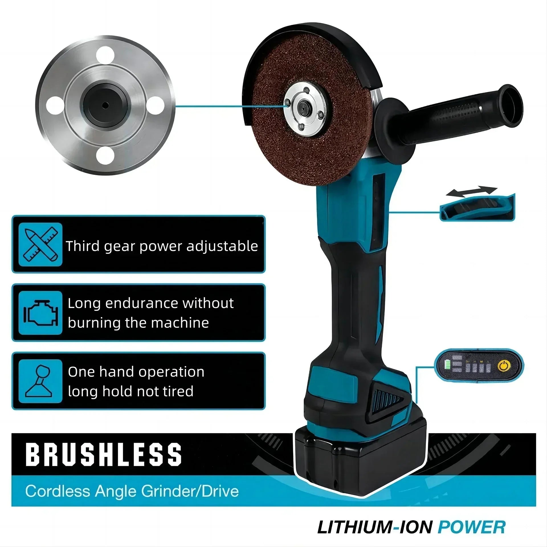 Makita DGA404 Brushless Tool Electric Angle Grinder 18V High Power 125mm/100mm Rechargeable Cutting Polishing Machine