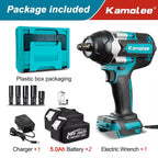 Kamolee 1800 N.m High Torque Cordless Impact Wrench 18V-21V 1/2 Inch Battery Rechargeable Brushless Electric Wrench Tool Set