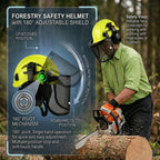 CE Forestry Safety Helmet 3 in 1 Chainsaw Hard Hat Mesh Face Shield Ear Muffs for Arborist Logging Gardening Work Protective Cap