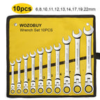 Ratcheting Combination Wrench Set, 6-23mm Metric Flex Head Ratcheting Wrench, Chrome Vanadium Steel Spanner with Bag