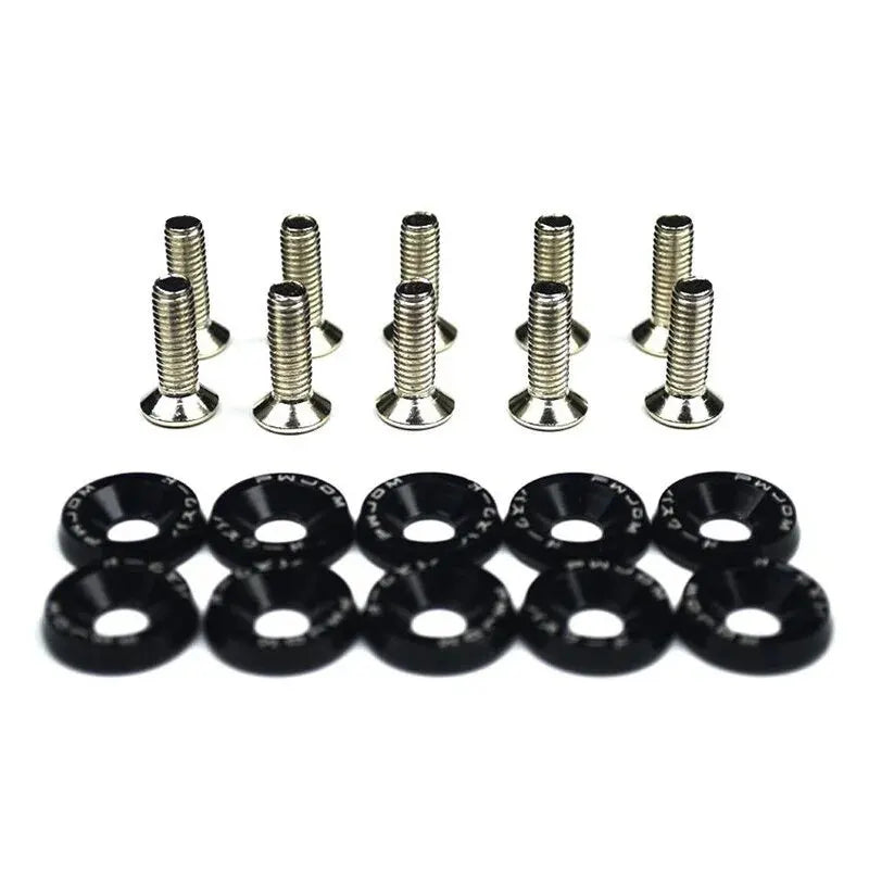10 PCS M6 Automotive Hexagonal Fasteners, Mudguard Washers, Bumper Engine, Concave Screws, JDM Aluminum Mudguard Washers