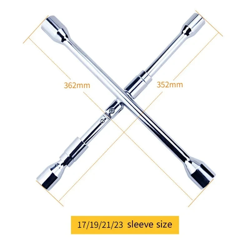 Car Repair Wheel Nut Socket Folding Cross Wrench Spanner Hand Tool Car Repair Tyre Remover Mounting 17 19 21 23mm Hex Socket