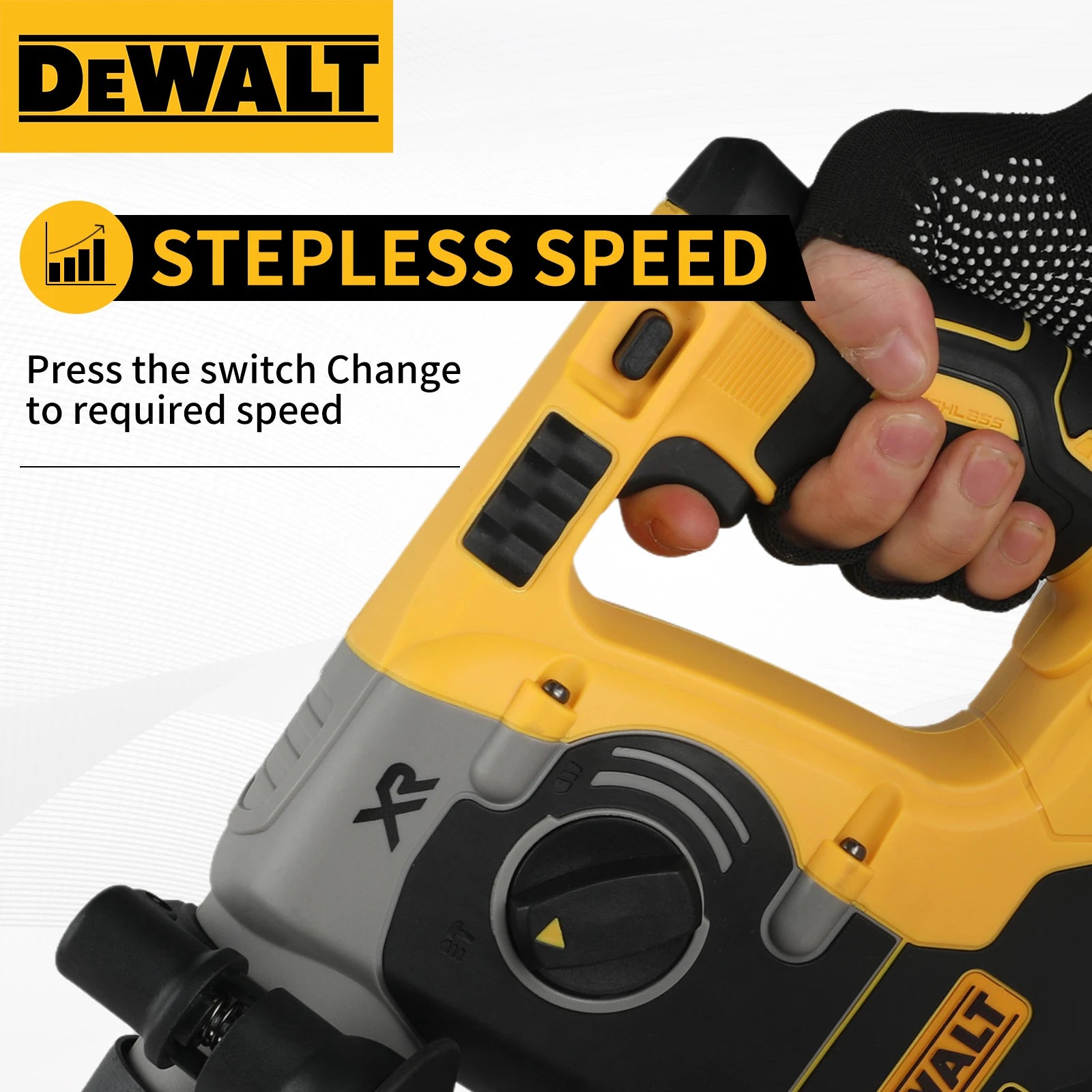 DEWALT 18V/20V MAX Brushless SDS-Plus Rotary Hammer Drill 1" L-Handle 3-Speed Woodworking Impact Drill (Tool Only)