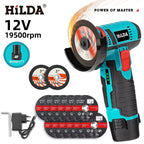 HILDA 12v Mini Angle Grinder Car Repair Brush Motor Rechargeable For Cutting Diamond Cordless Power Tool Polishing And Grinding