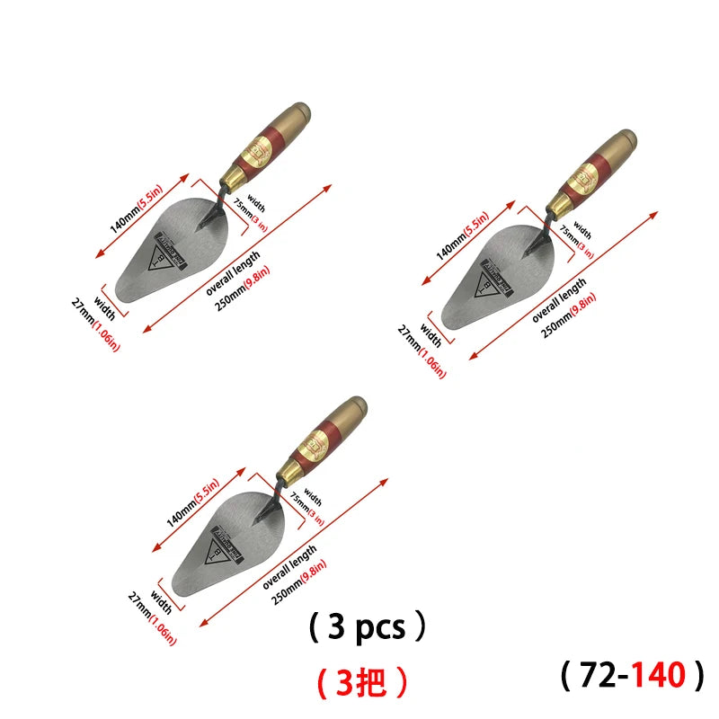 High Manganese Steel Plastering Trowel Pointed Bricklaying Putty Round Wooden Handle Trowel Wall Brick Trowel Tail Ash Spoon