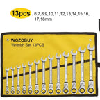 Ratcheting Combination Wrench Set, 6-23mm Metric Flex Head Ratcheting Wrench, Chrome Vanadium Steel Spanner with Bag