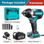 Kamolee 1800 N.m High Torque Cordless Impact Wrench 18V-21V 1/2 Inch Battery Rechargeable Brushless Electric Wrench Tool Set