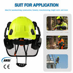 CE Forestry Safety Helmet 3 in 1 Chainsaw Hard Hat Mesh Face Shield Ear Muffs for Arborist Logging Gardening Work Protective Cap