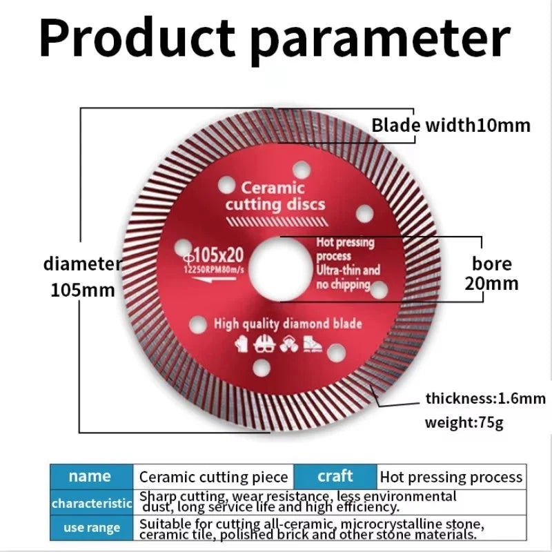 105mm Turbo Diamond Saw Blade Disc Porcelain Tile Ceramic Granite Marble Cutting Blades For Angle Grinder Diamond Saw Blade