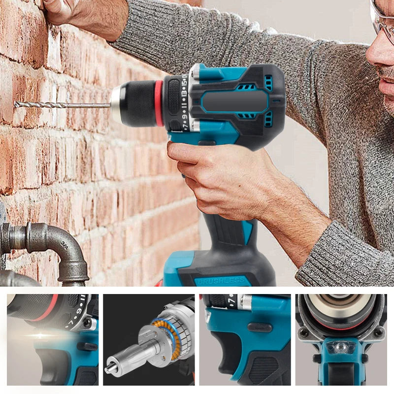 1/2 inch 1700RPM cordless drill compact hammer drill, brushless motor lithium electric drive suitable for makita 18V battery pin