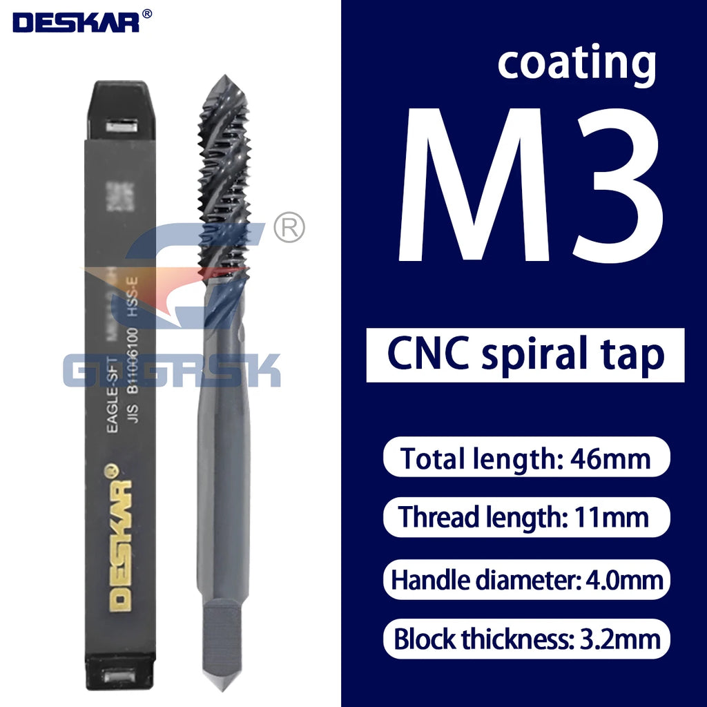 DESKAR Numerical Control Straight Groove Anti-seismic With Screw Tip Tap M3/M4/M5/M6/M8/M10/M12 Anti Shake Drill Bit at The Tips