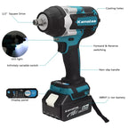 Kamolee 1800 N.m High Torque Cordless Impact Wrench 18V-21V 1/2 Inch Battery Rechargeable Brushless Electric Wrench Tool Set