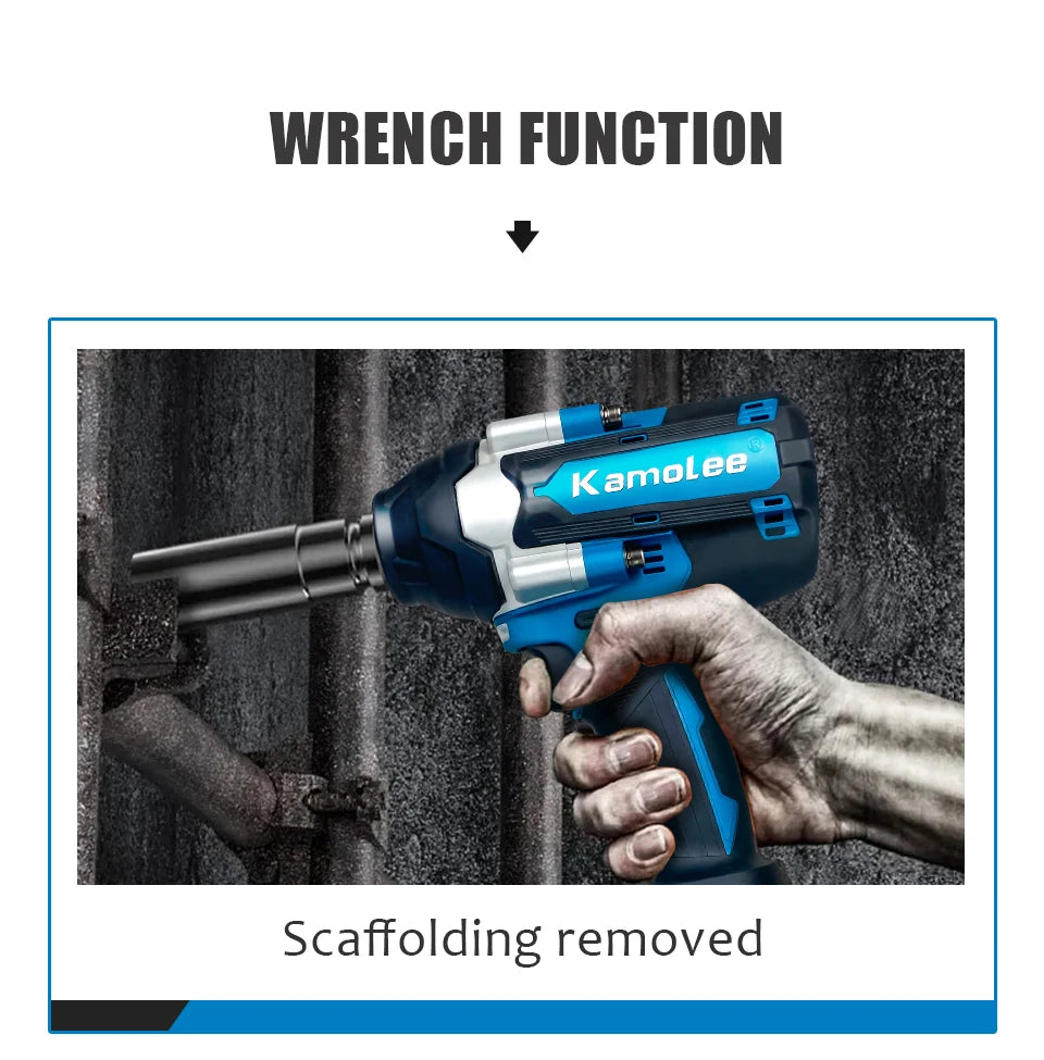Kamolee 1800 N.m High Torque Cordless Impact Wrench 18V-21V 1/2 Inch Battery Rechargeable Brushless Electric Wrench Tool Set