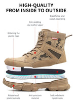 Outdoor Men Work Boots Safety Shoes Anti-puncture Safety Boot Work Steel Toe Shoes Indestructible Desert Combat Boots Protective
