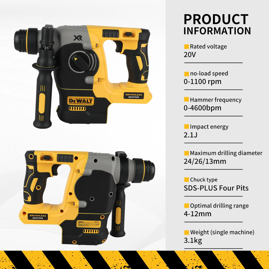 DEWALT 18V/20V MAX Brushless SDS-Plus Rotary Hammer Drill 1" L-Handle 3-Speed Woodworking Impact Drill (Tool Only)