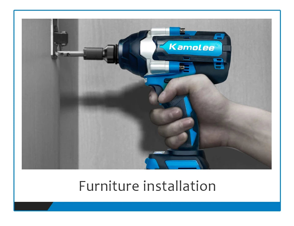 Kamolee 1800 N.m High Torque Cordless Impact Wrench 18V-21V 1/2 Inch Battery Rechargeable Brushless Electric Wrench Tool Set