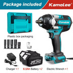 Kamolee 1800 N.m High Torque Cordless Impact Wrench 18V-21V 1/2 Inch Battery Rechargeable Brushless Electric Wrench Tool Set